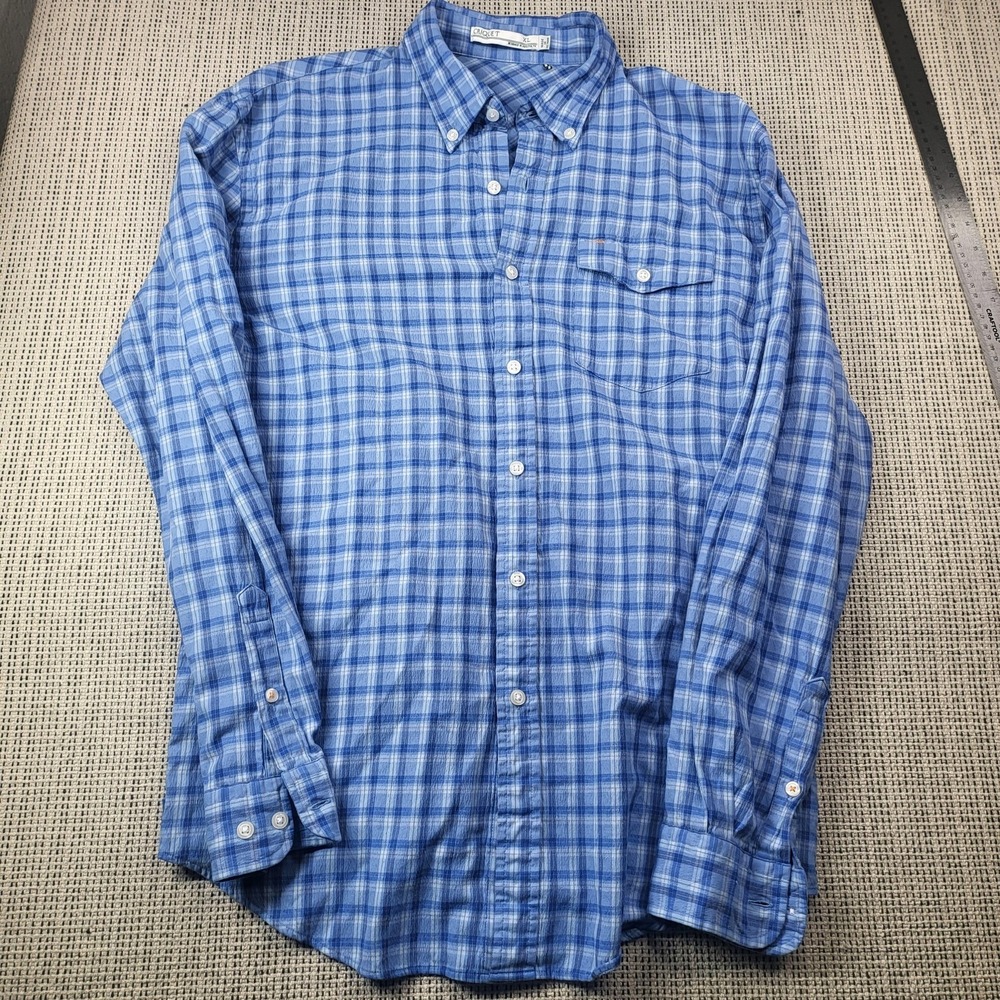 Criquet Shirt Mens XL Blue‎ Plaid Long Sleeve Flannel Button Down Casual